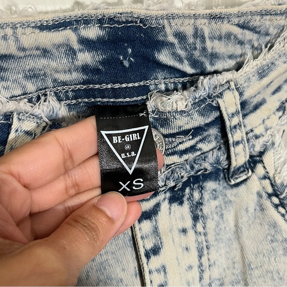 NWOT BE GIRL Acid Wash Knee Length Distressed Denim Midi Skirt | size XS - Picture 4 of 9